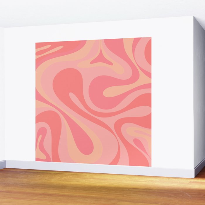 Mod Swirl Retro Abstract Pattern Blush Pink Wall Mural Gallery Image 2