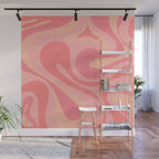 Mod Swirl Retro Abstract Pattern Blush Pink Wall Mural Gallery Image 1