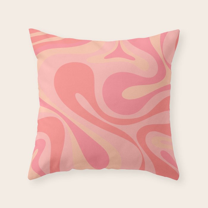 Mod Swirl Retro Abstract Pattern Blush Pink Throw Pillow Gallery Image 6