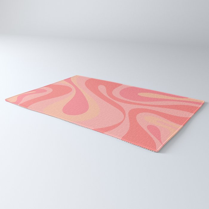 Mod Swirl Retro Abstract Pattern Blush Pink Rug Gallery Image 3
