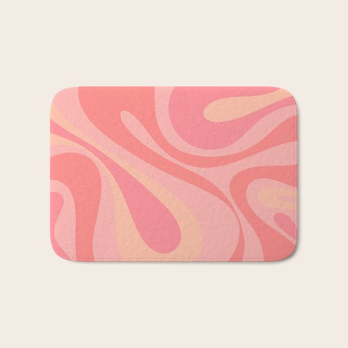 Mod Swirl Retro Abstract Pattern Blush Pink Bath Mat Gallery Image 1