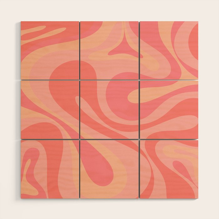 Mod Swirl Retro Abstract Pattern Blush Pink Wood Wall Art Gallery Image 1