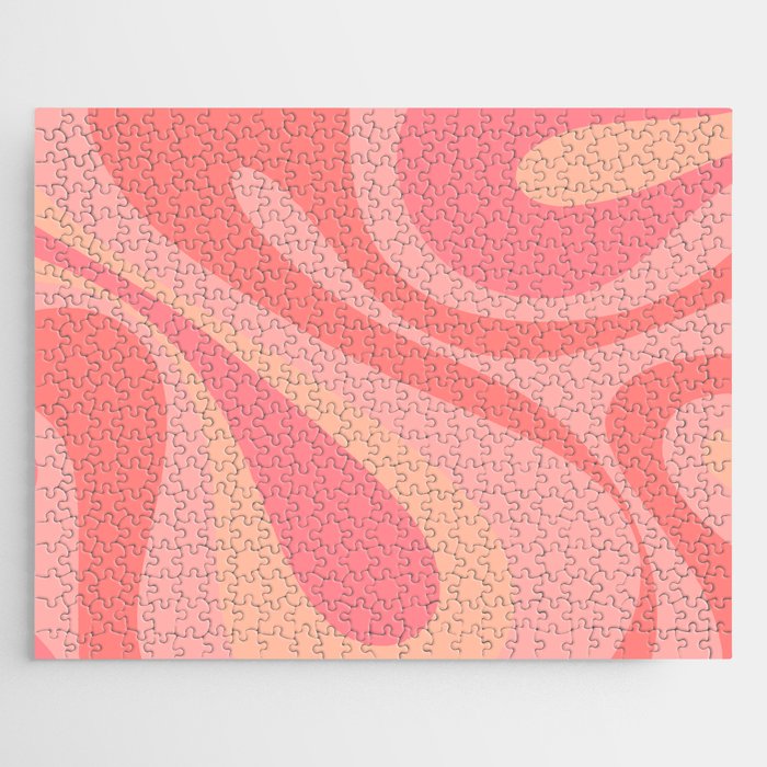 Mod Swirl Retro Abstract Pattern Blush Pink Jigsaw Puzzle Gallery Image 1