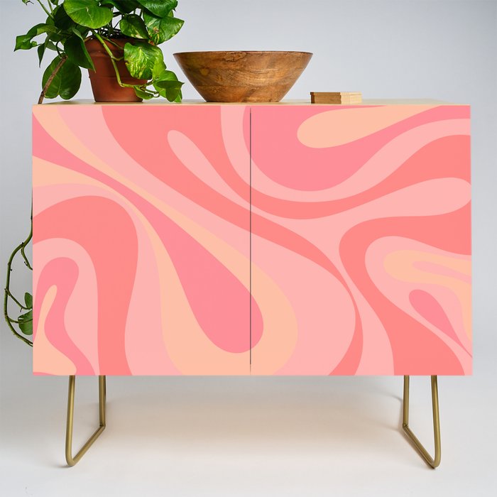 Mod Swirl Retro Abstract Pattern Blush Pink Credenza Gallery Image 1