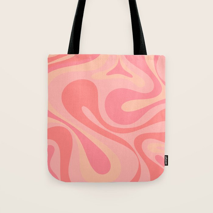 Mod Swirl Retro Abstract Pattern Blush Pink Tote Bag Gallery Image 1