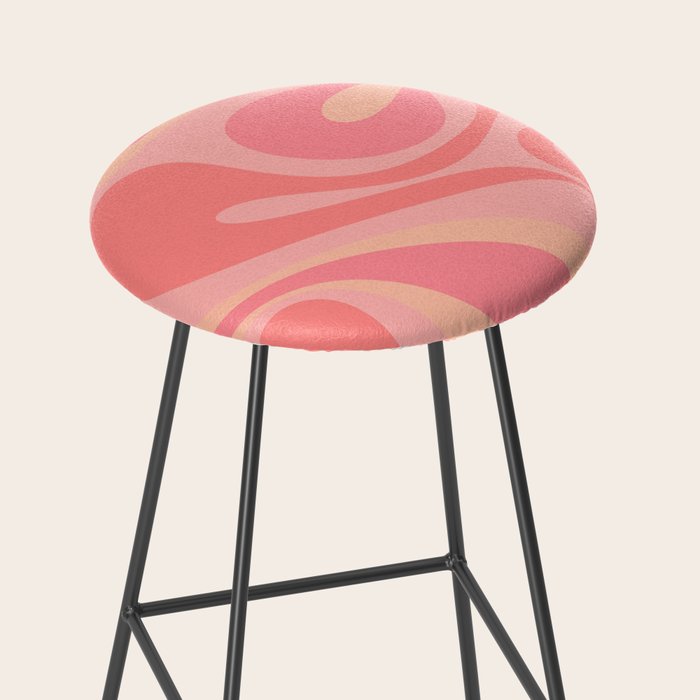 Mod Swirl Retro Abstract Pattern Blush Pink Stool Gallery Image 2