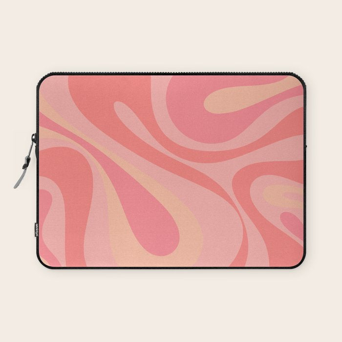 Mod Swirl Retro Abstract Pattern Blush Pink Laptop Sleeve Gallery Image 1