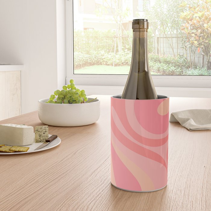 Mod Swirl Retro Abstract Pattern Blush Pink Wine Chiller Gallery Image 4