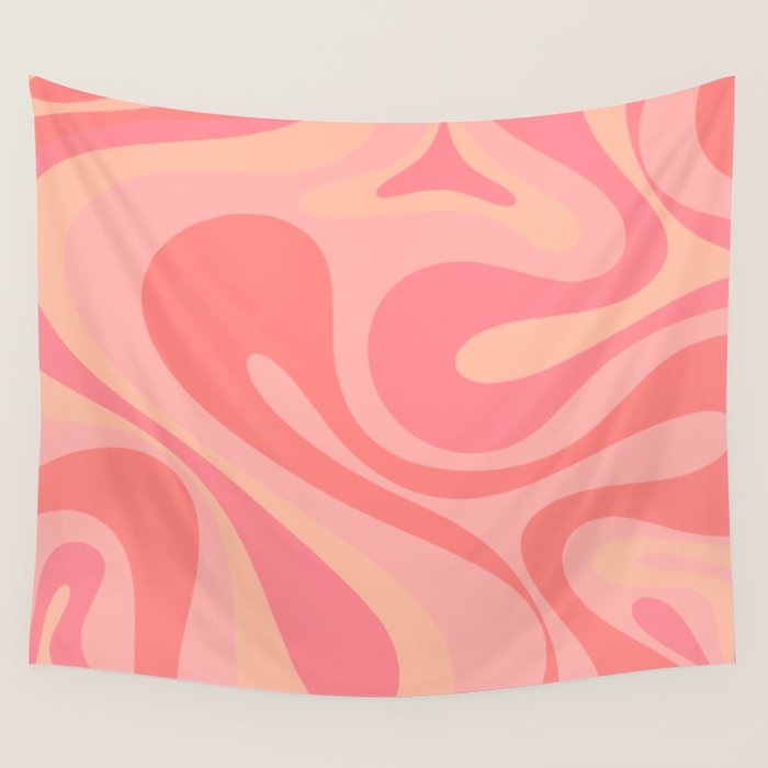 Mod Swirl Retro Abstract Pattern Blush Pink Wall Tapestry Gallery Image 1