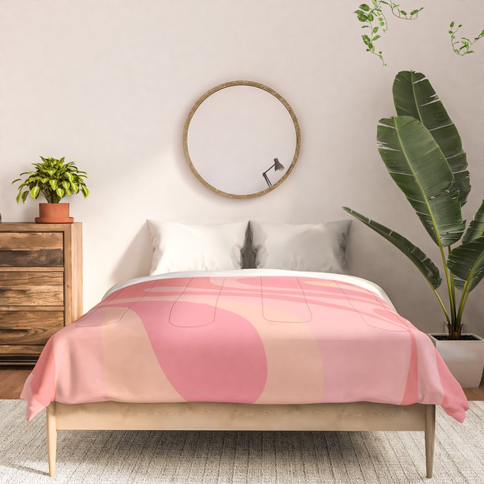 Mod Swirl Retro Abstract Pattern Blush Pink Comforter Gallery Image 3