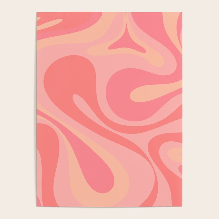 Mod Swirl Retro Abstract Pattern Blush Pink Poster Gallery Image 1