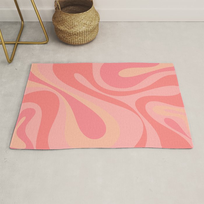 Mod Swirl Retro Abstract Pattern Blush Pink Rug Gallery Image 1