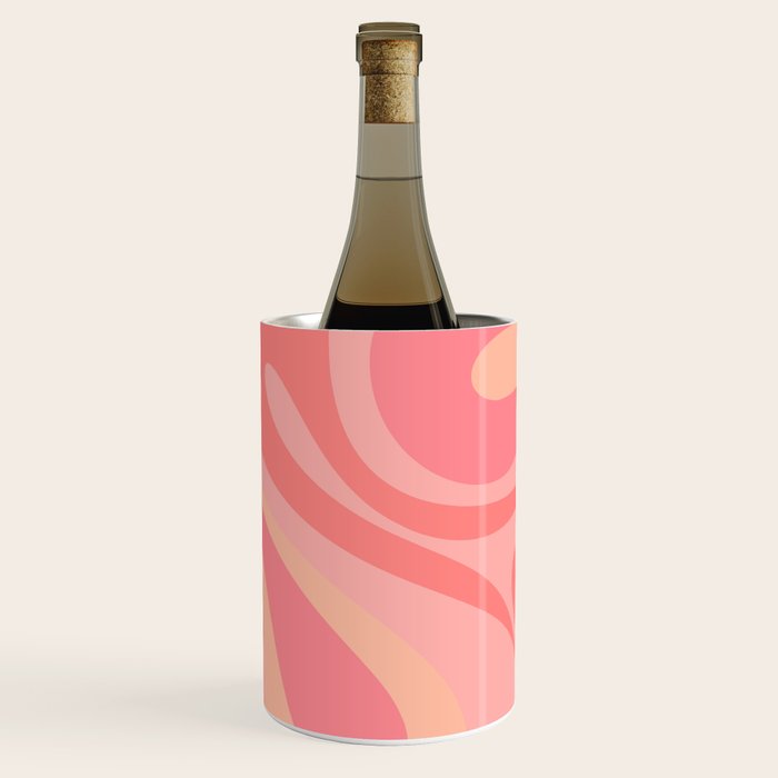 Mod Swirl Retro Abstract Pattern Blush Pink Wine Chiller Gallery Image 1