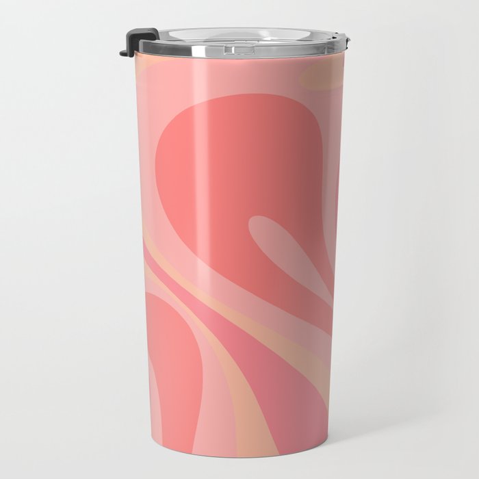 Mod Swirl Retro Abstract Pattern Blush Pink Travel Mug Gallery Image 3