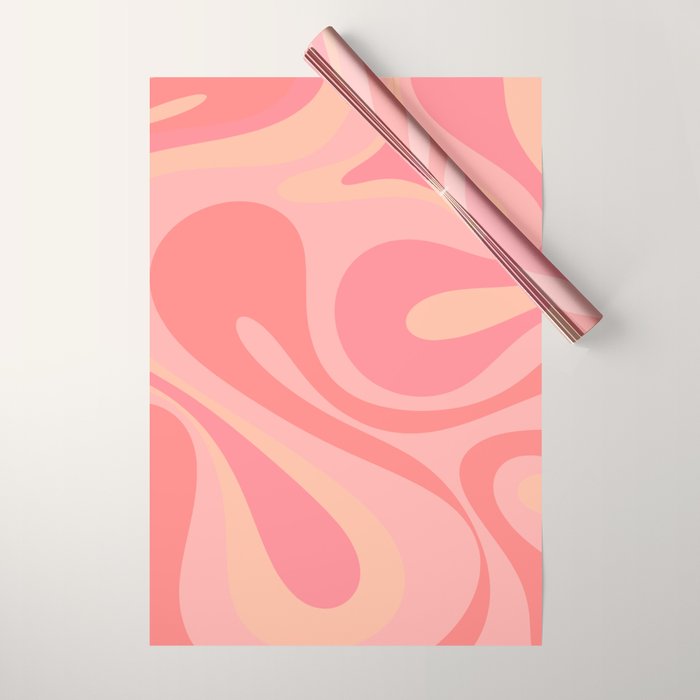 Mod Swirl Retro Abstract Pattern Blush Pink Wrapping Paper Gallery Image 1