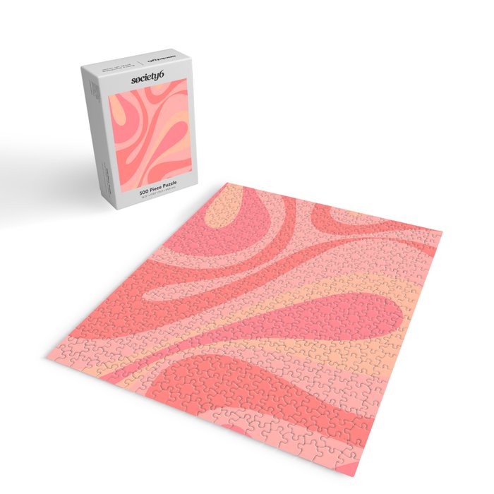 Mod Swirl Retro Abstract Pattern Blush Pink Jigsaw Puzzle Gallery Image 2