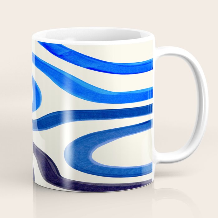 Electric Blues Fun Colorful Mid Century Modern Abstract Painting Shapes Pattern Coffee Mug Gallery Image 1