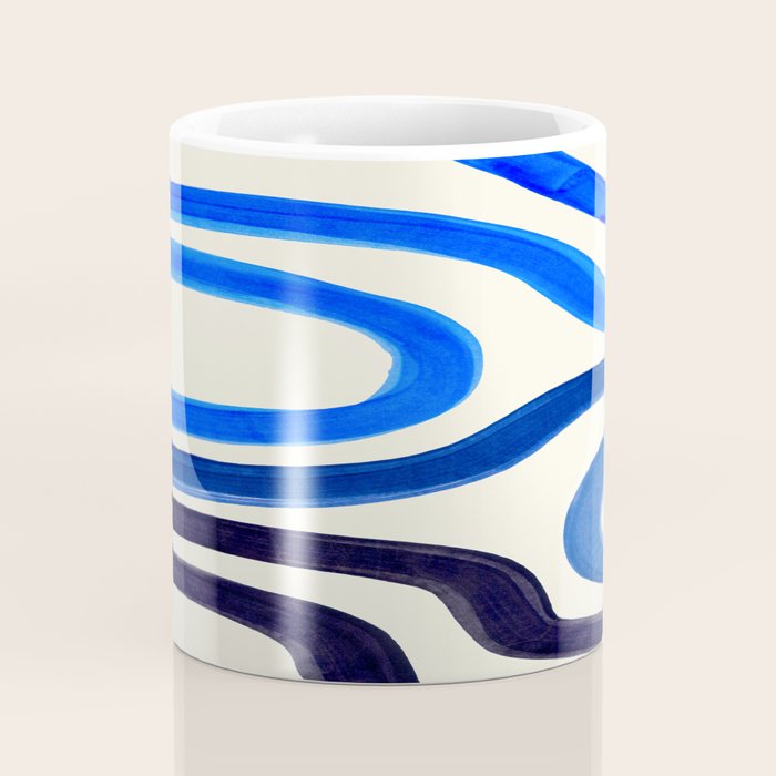 Electric Blues Fun Colorful Mid Century Modern Abstract Painting Shapes Pattern Coffee Mug Gallery Image 4