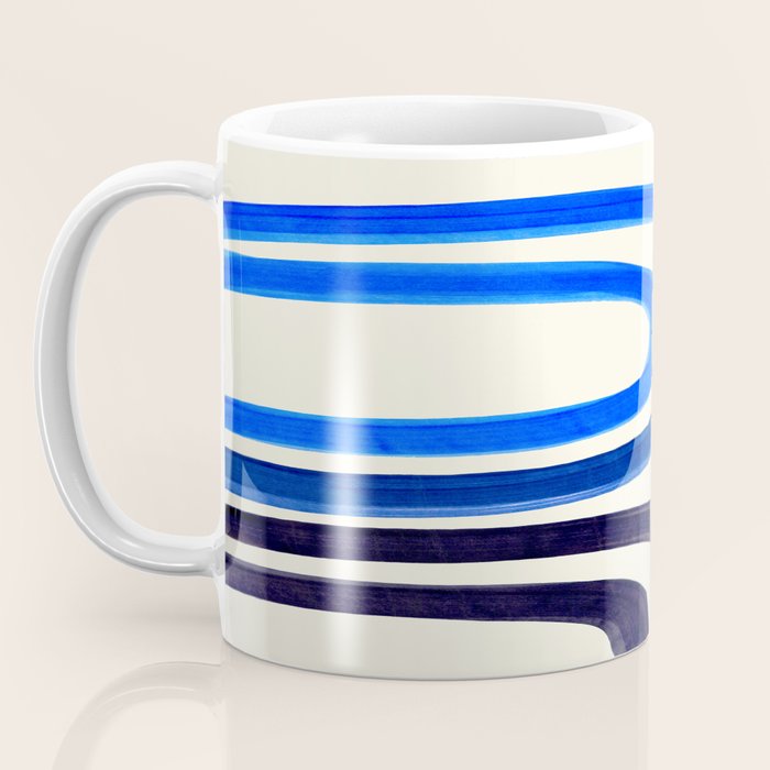Electric Blues Fun Colorful Mid Century Modern Abstract Painting Shapes Pattern Coffee Mug Gallery Image 3