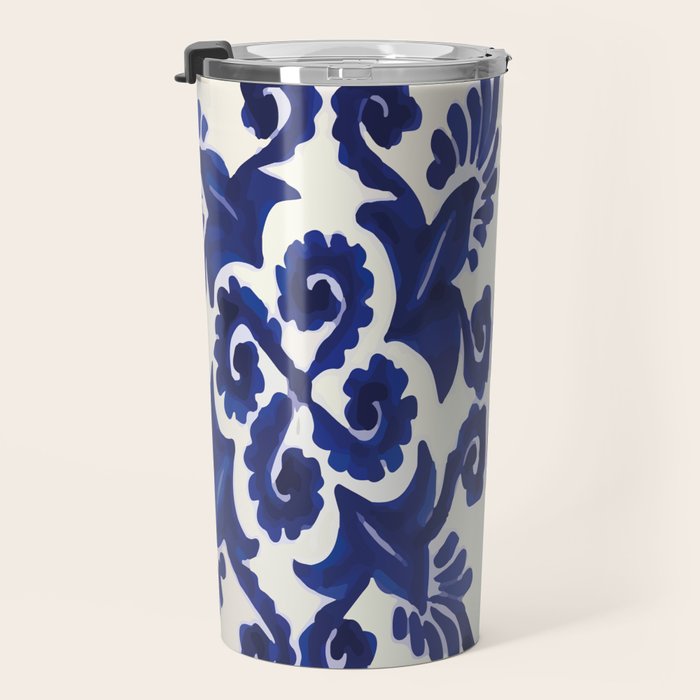 Talavera mexican tile traditional blue ceramic mosaic Travel Mug Gallery Image 3