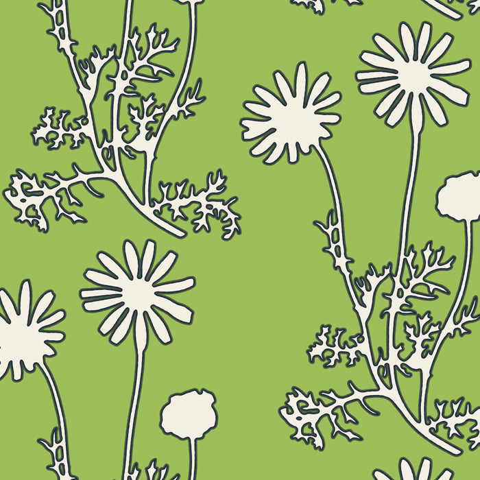 Floral Botanical Wild Daisies Pattern in Spring Sage Green, Navy Blue, and Creamy White Coffee Mug Gallery Image 2