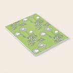 Floral Botanical Wild Daisies Pattern in Spring Sage Green, Navy Blue, and Creamy White Notebook Gallery Image 3