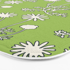 Floral Botanical Wild Daisies Pattern in Spring Sage Green, Navy Blue, and Creamy White Bath Mat Gallery Image 3