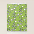 Floral Botanical Wild Daisies Pattern in Spring Sage Green, Navy Blue, and Creamy White Stationery Card Gallery Image 2