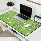 Floral Botanical Wild Daisies Pattern in Spring Sage Green, Navy Blue, and Creamy White Desk Mat Gallery Image 2