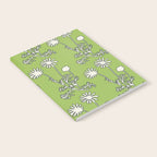 Floral Botanical Wild Daisies Pattern in Spring Sage Green, Navy Blue, and Creamy White Notebook Gallery Image 2
