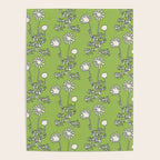 Floral Botanical Wild Daisies Pattern in Spring Sage Green, Navy Blue, and Creamy White Poster Gallery Image 4