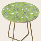 Floral Botanical Wild Daisies Pattern in Spring Sage Green, Navy Blue, and Creamy White Side Table Gallery Image 2