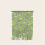 Floral Botanical Wild Daisies Pattern in Spring Sage Green, Navy Blue, and Creamy White Wall Hanging Gallery Image 1