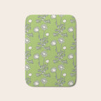 Floral Botanical Wild Daisies Pattern in Spring Sage Green, Navy Blue, and Creamy White Bath Mat Gallery Image 1