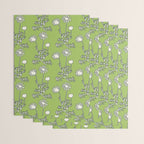 Floral Botanical Wild Daisies Pattern in Spring Sage Green, Navy Blue, and Creamy White Wrapping Paper Gallery Image 3
