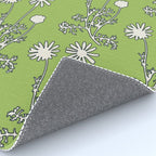 Floral Botanical Wild Daisies Pattern in Spring Sage Green, Navy Blue, and Creamy White Rug Gallery Image 4