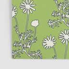 Floral Botanical Wild Daisies Pattern in Spring Sage Green, Navy Blue, and Creamy White Poster Gallery Image 3