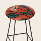 Terracotta Abstract Daisy Flowers Stool Gallery Image 2