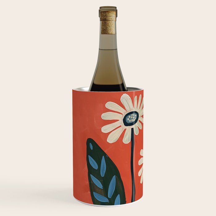 Terracotta Abstract Daisy Flowers Wine Chiller Gallery Image 2