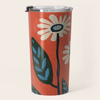 Terracotta Abstract Daisy Flowers Travel Mug Gallery Image 3
