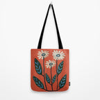 Terracotta Abstract Daisy Flowers Tote Bag Gallery Image 2