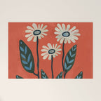 Terracotta Abstract Daisy Flowers Welcome Mat Gallery Image 1