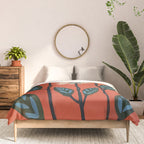 Terracotta Abstract Daisy Flowers Comforter Gallery Image 3