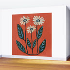 Terracotta Abstract Daisy Flowers Wall Mural Gallery Image 2