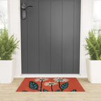 Terracotta Abstract Daisy Flowers Welcome Mat Gallery Image 3