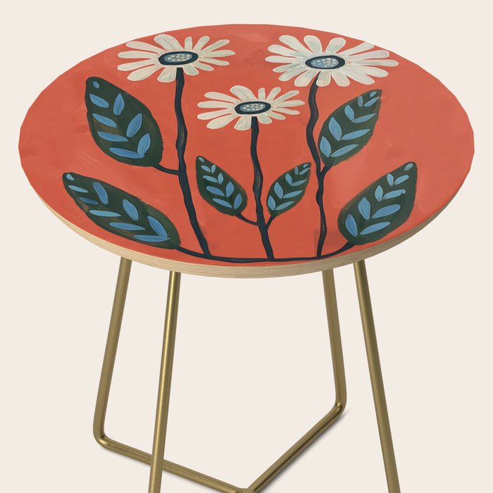 Terracotta Abstract Daisy Flowers Side Table Gallery Image 2