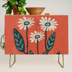 Terracotta Abstract Daisy Flowers Credenza Gallery Image 1