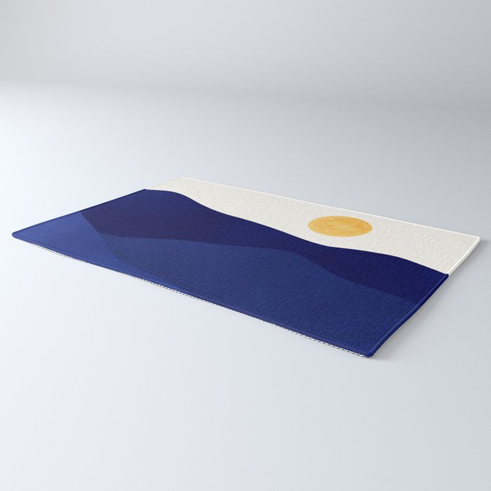 Indigo Mountains Abstract Landscape Rug Gallery Image 3