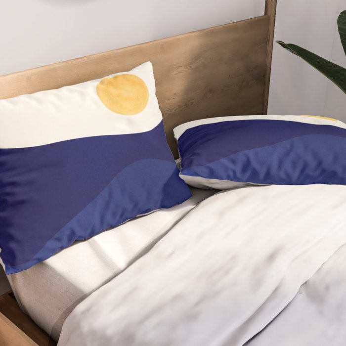 Indigo Mountains Abstract Landscape Pillow Sham Gallery Image 2