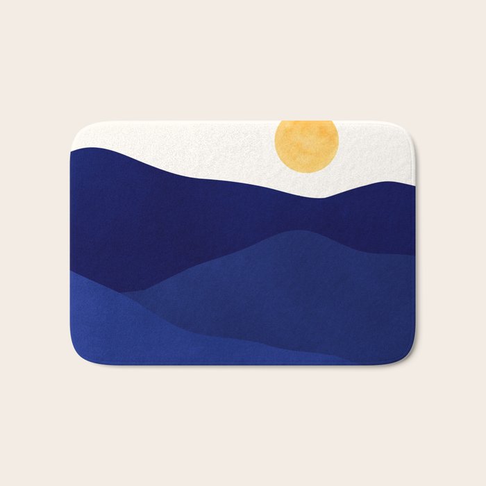 Indigo Mountains Abstract Landscape Bath Mat Gallery Image 1
